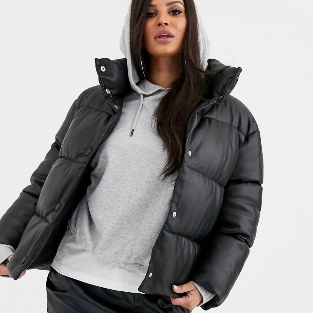 ASOS Leather Look Puffer Black